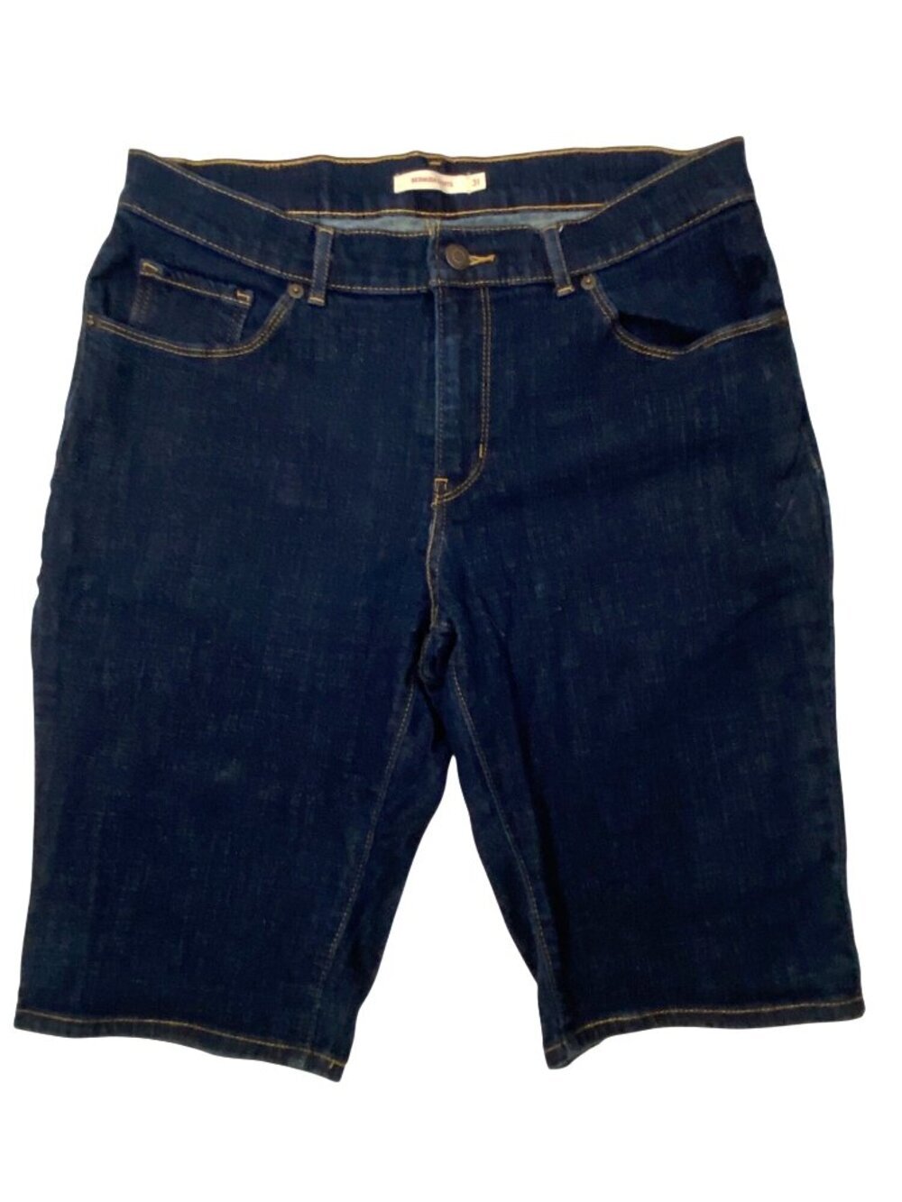 Levis Bermuda Denim Shorts W31 Dark Wash Casual Fit stretch comfort modest